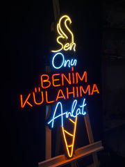 Vinyuup Sen Onu Benim Külahıma Anlat - Dekoratif Neon Led Yazı Tabela