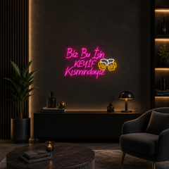 Vinyuup Biz Bu İşin Keyif Kısmındayız! - Dekoratif Neon Led Yazı Tabela