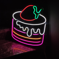 Vinyuup Çilekli Pasta - Dekoratif Neon Led Yazı Tabela