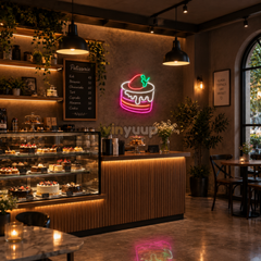 Vinyuup Çilekli Pasta - Dekoratif Neon Led Yazı Tabela