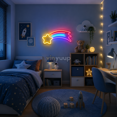 Vinyuup Yıldızlı Gökkuşağı - Dekoratif Neon Led Yazı Tabela