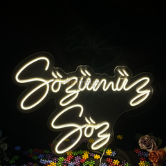 Vinyuup Sözümüz Söz - Dekoratif Neon Led Yazı Tabela