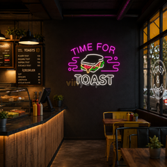 Vinyuup Time For Toast - Dekoratif Neon Led Yazı Tabela