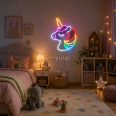 Vinyuup Gökkuşağı Unicorn - Dekoratif Neon Led Yazı Tabela