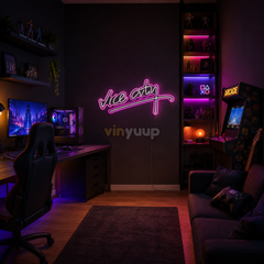 Vinyuup Vice City - Dekoratif Neon Led Yazı Tabela