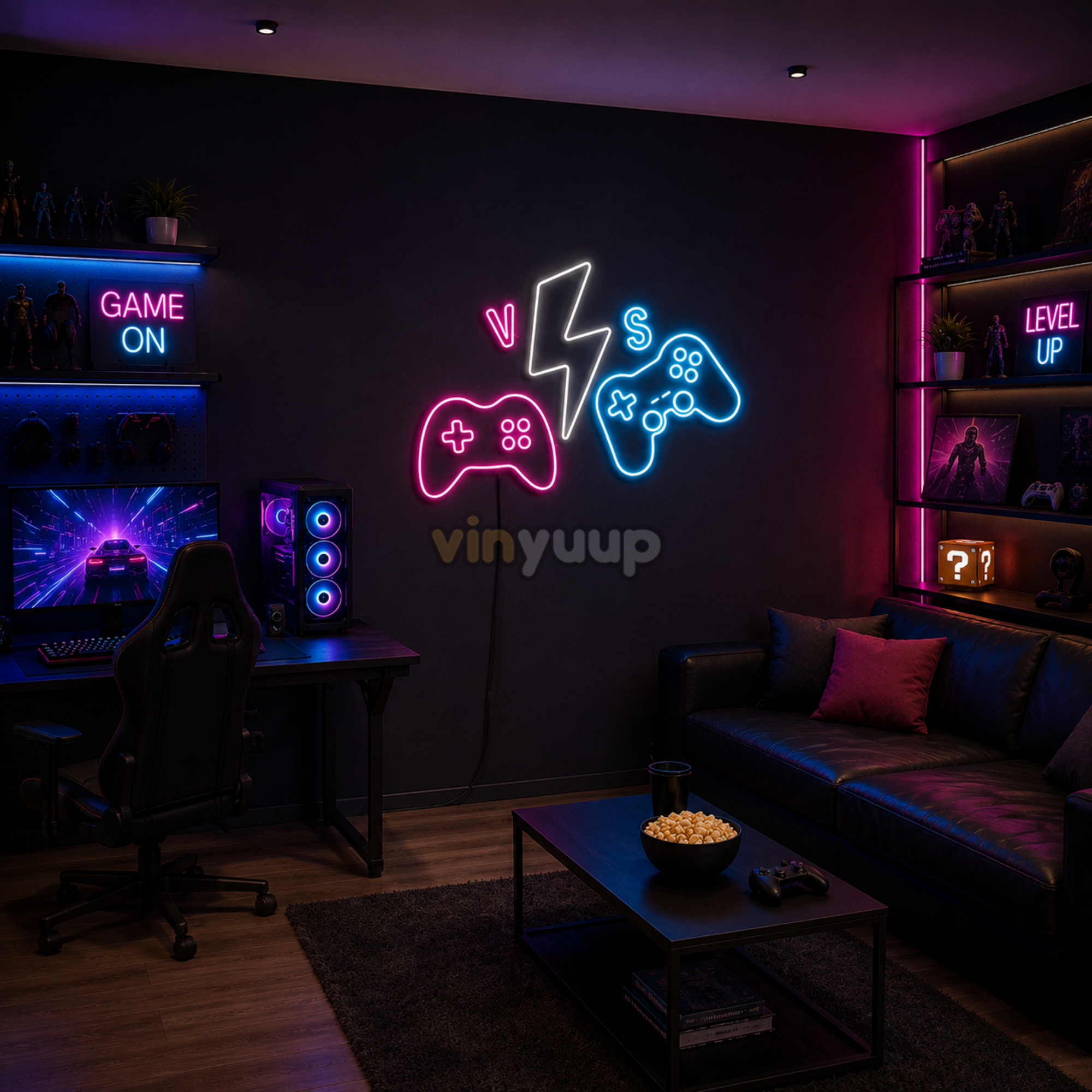 Vinyuup Oyun Konsolları Versus Vs - Dekoratif Neon Led Yazı Tabela