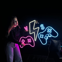 Vinyuup Oyun Konsolları Versus Vs - Dekoratif Neon Led Yazı Tabela
