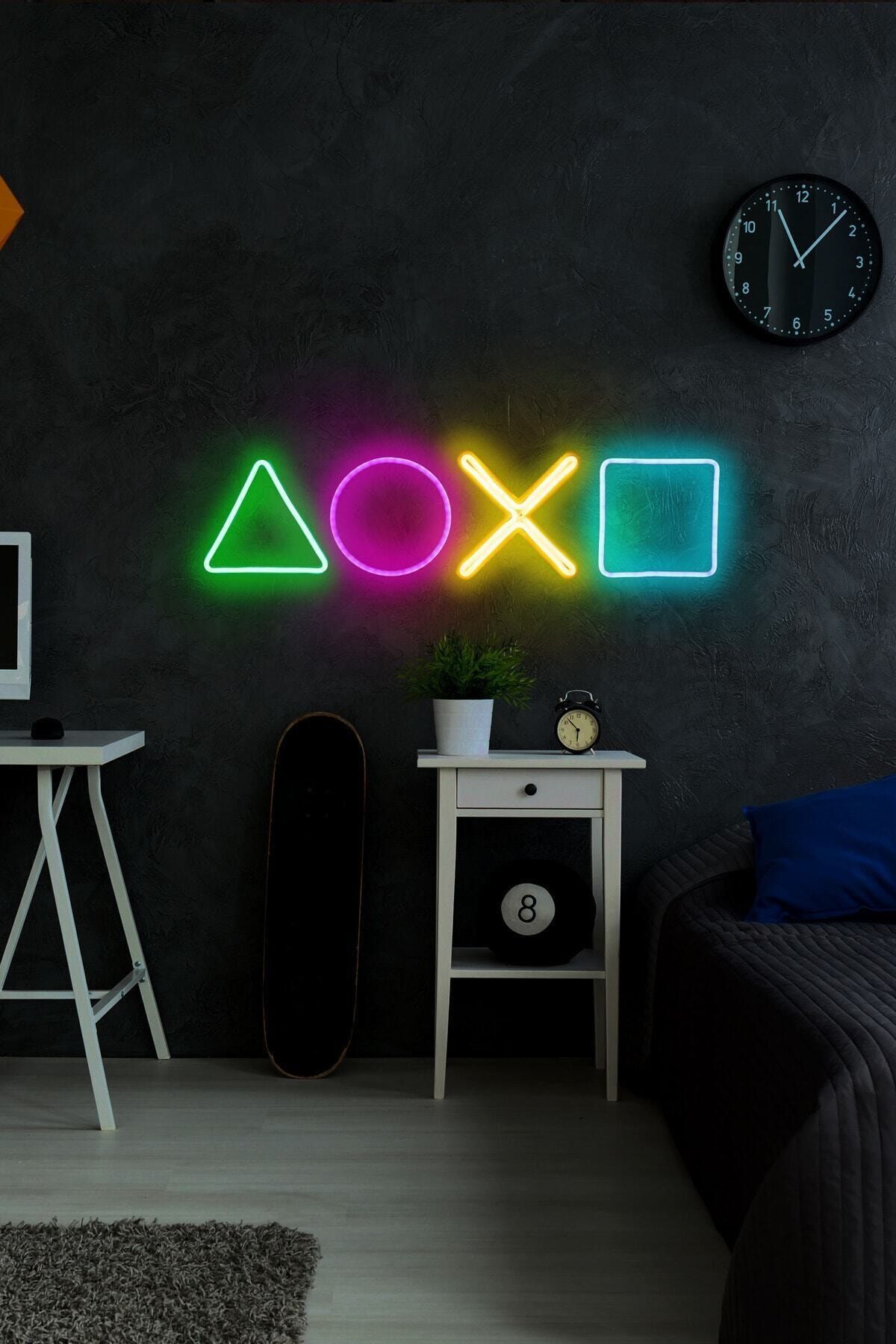 Vinyuup Play Station - Led Dekoratif Duvar Aydınlatması Neon Duvar Yazısı Sihirli Led Mesajlar