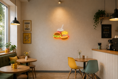 Vinyuup Hamburger Hotdog Menü - Dekoratif Neon Led Yazı Tabela