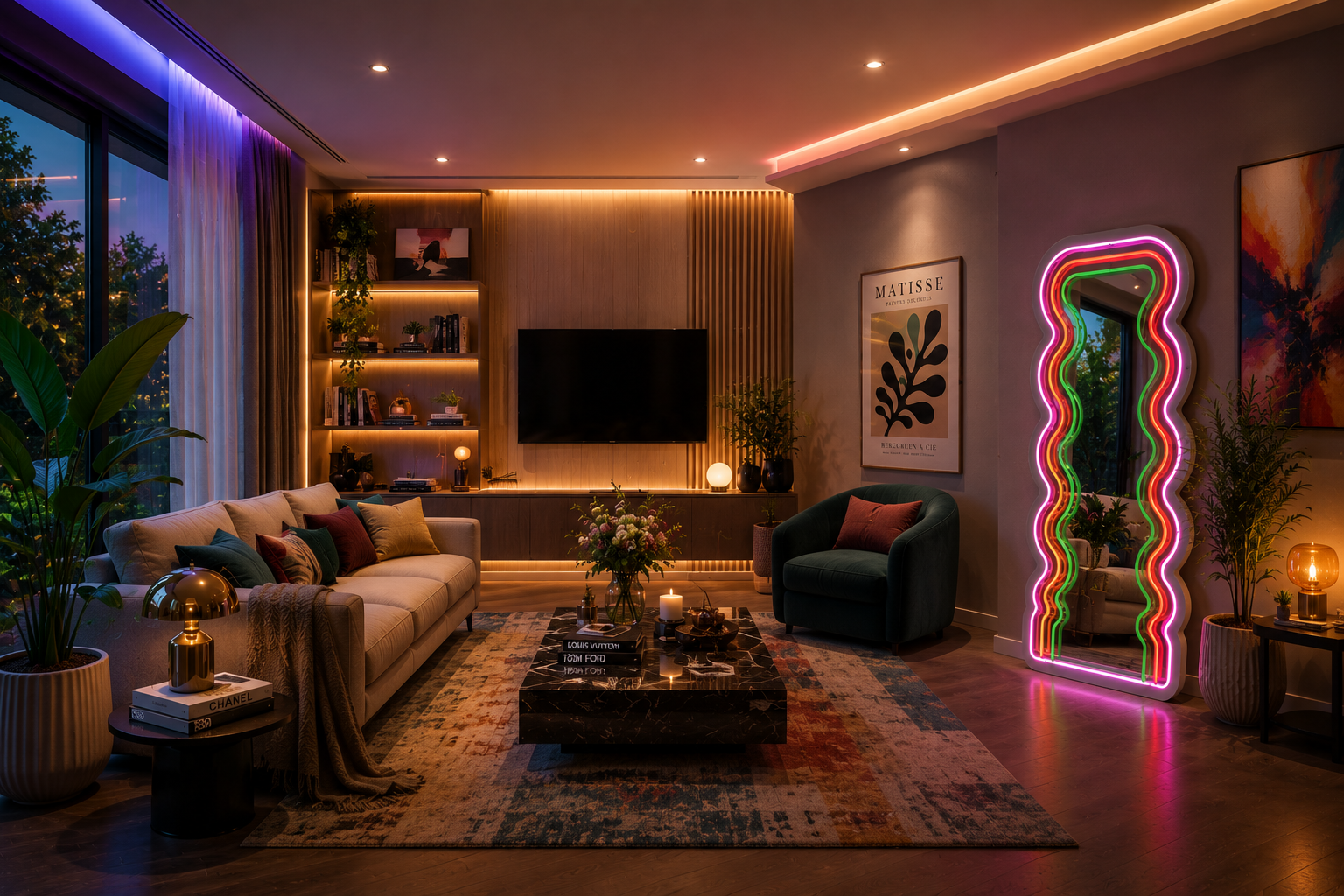 Vinyuup Kıvrımlı Wave - Dekoratif Neon Led Yazılı Pleksi Ayna