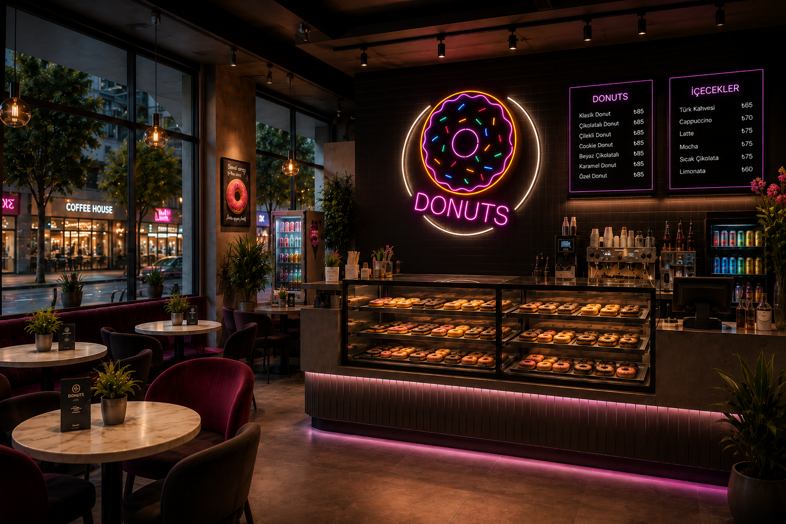 Vinyuup Donuts - Dekoratif Neon Led Yazı Tabela