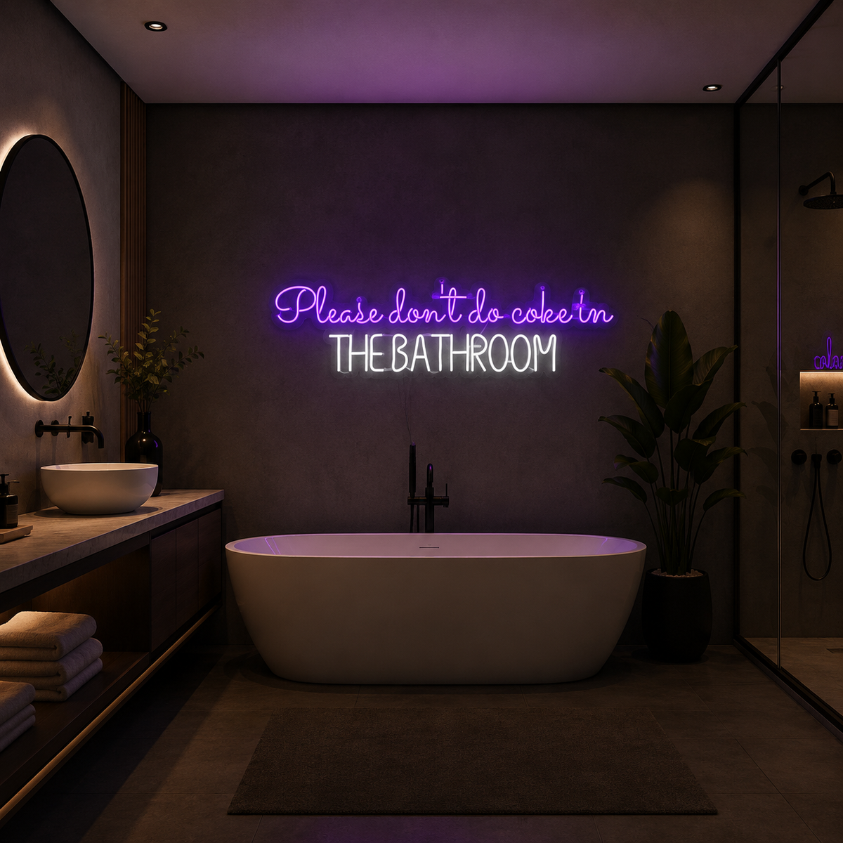 Vinyuup Please Don't Do Coke In The Bathroom - Dekoratif Neon Led Yazı Tabela