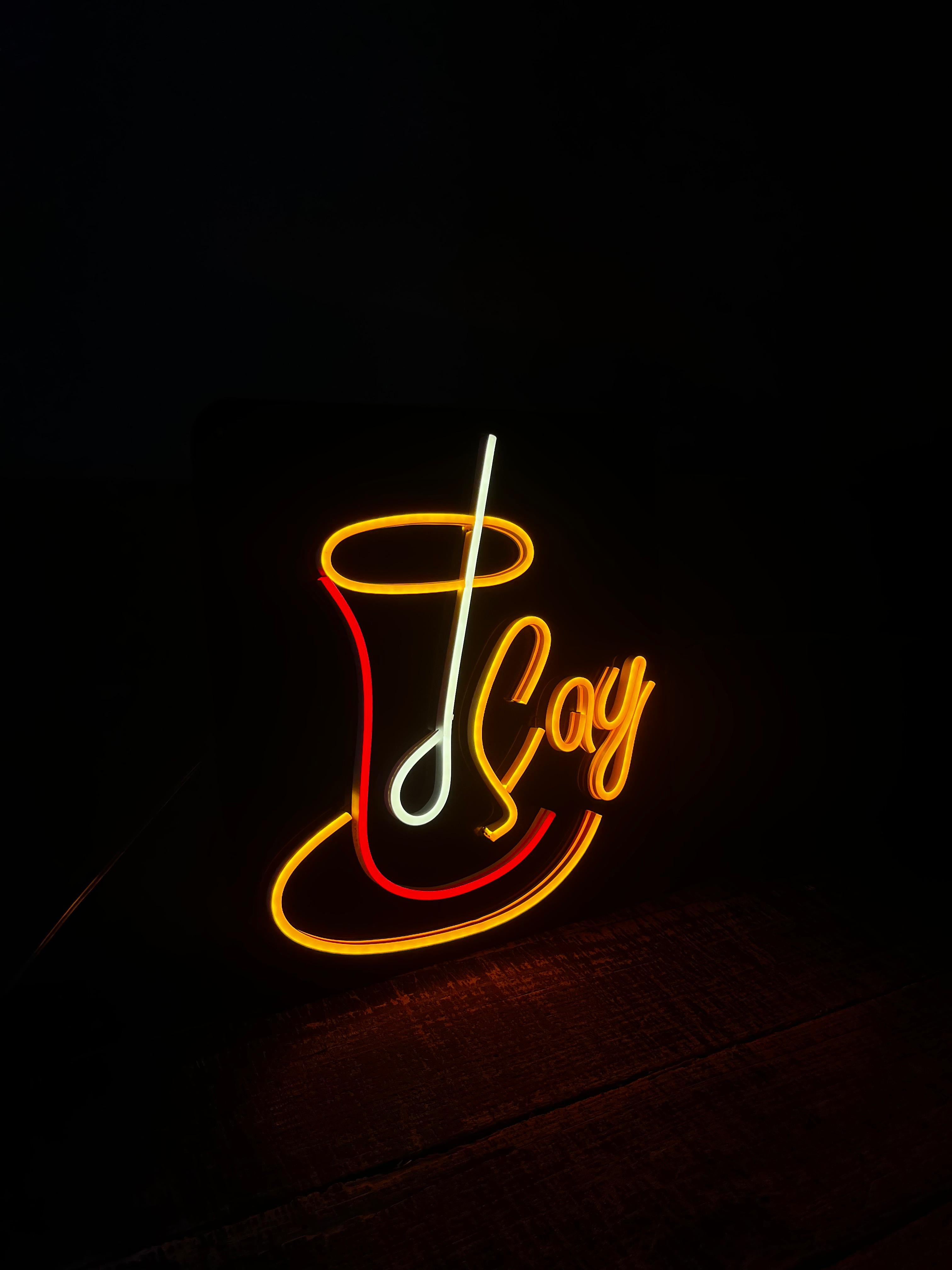 Vinyuup Çay Bardağı - Dekoratif Neon Led Yazı Tabela