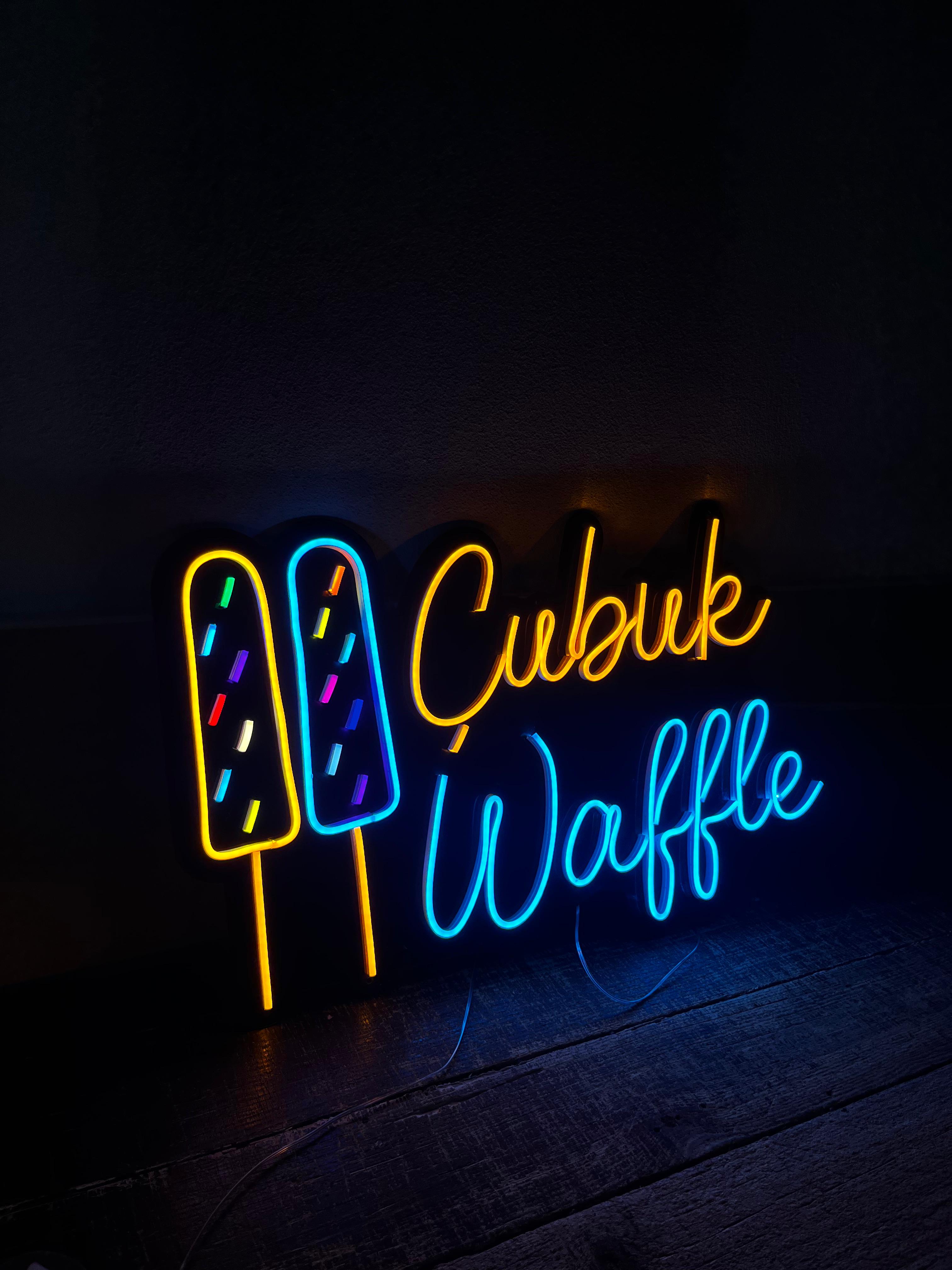 Vinyuup Çubuk Waffle - Dekoratif Neon Led Yazı Tabela