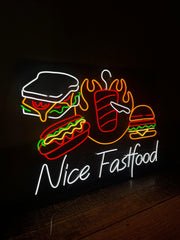 Vinyuup Nice Fastfood- Dekoratif Neon Led Yazı Tabela