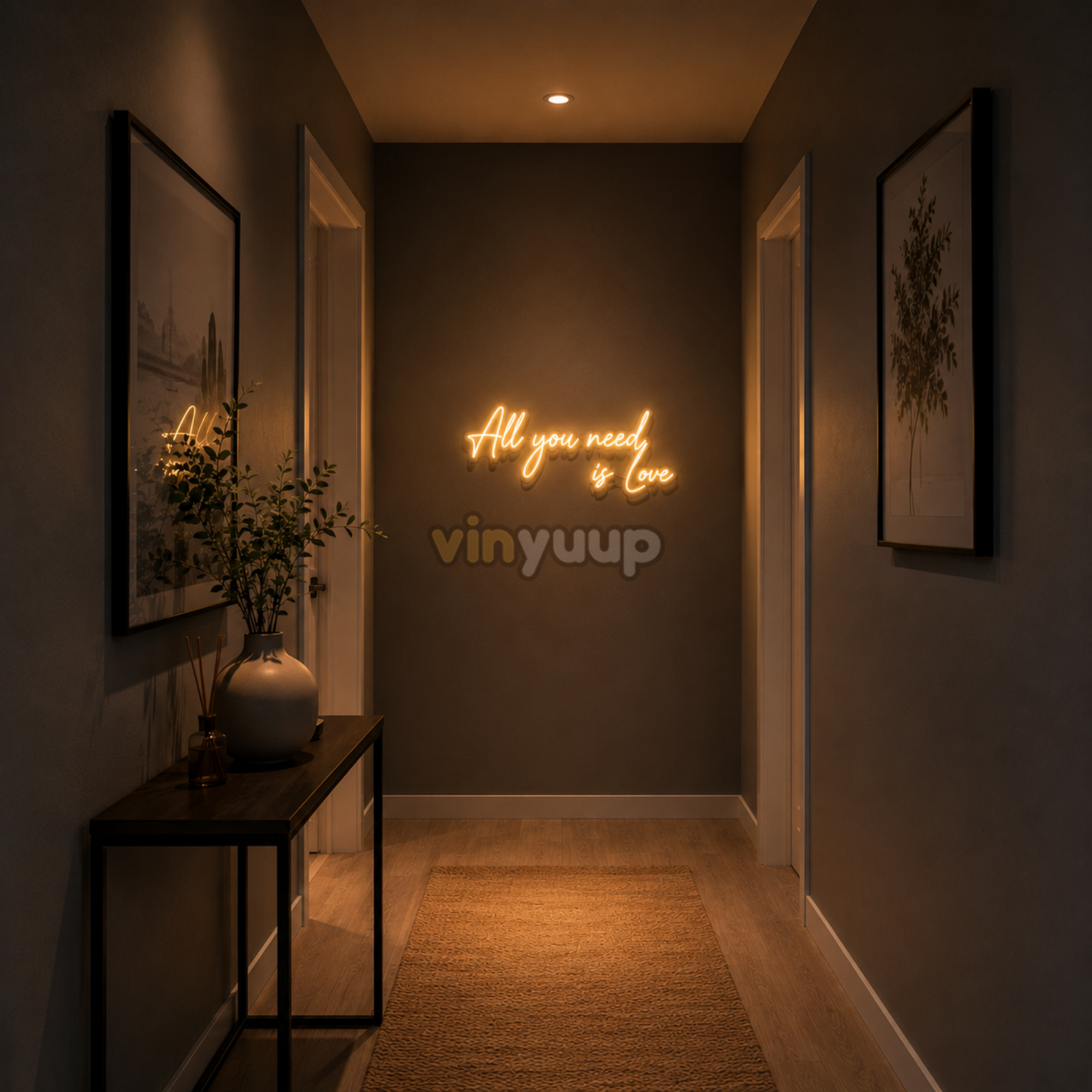 Vinyuup All I Need Is Love - Dekoratif Neon Led Yazı Tabela