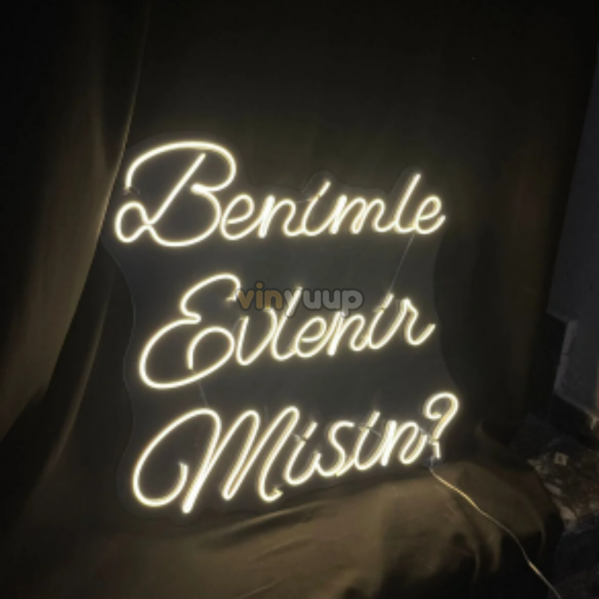 Vinyuup Benimle Evlenir Misin? - Dekoratif Neon Led Yazı Tabela