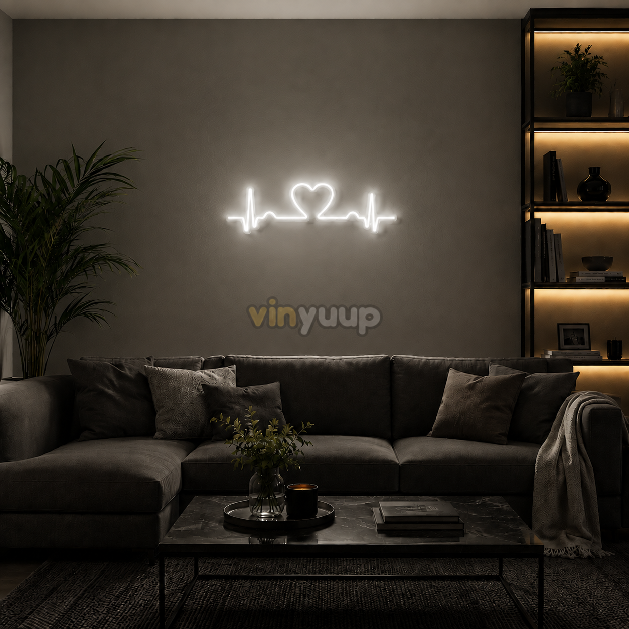 Kalp Ritmi - 55x10 cm Dekoratif Neon LED Tabela
