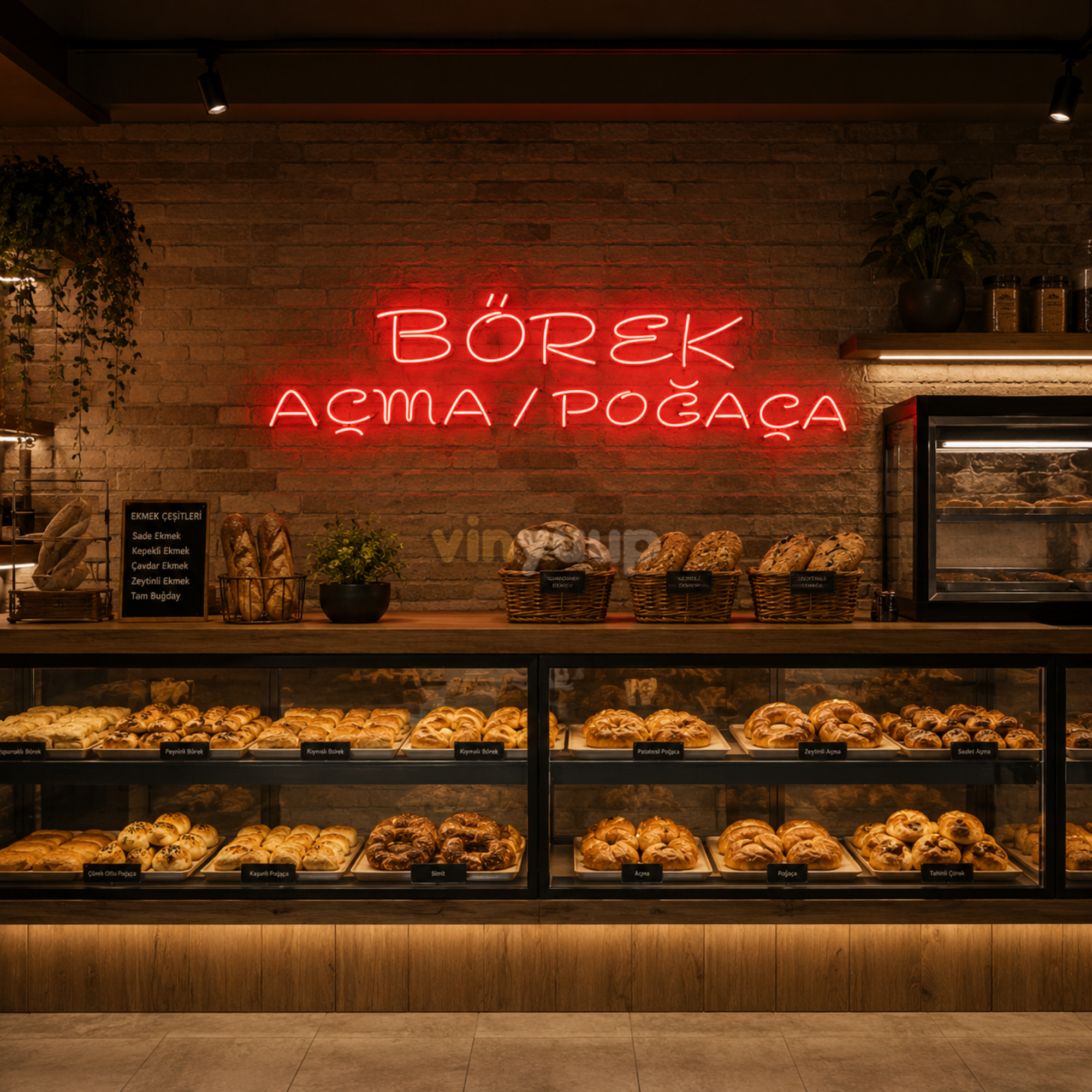 Vinyuup Börek Açma Poğaça - Dekoratif Neon Led Yazı Tabela