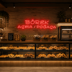 Vinyuup Börek Açma Poğaça - Dekoratif Neon Led Yazı Tabela
