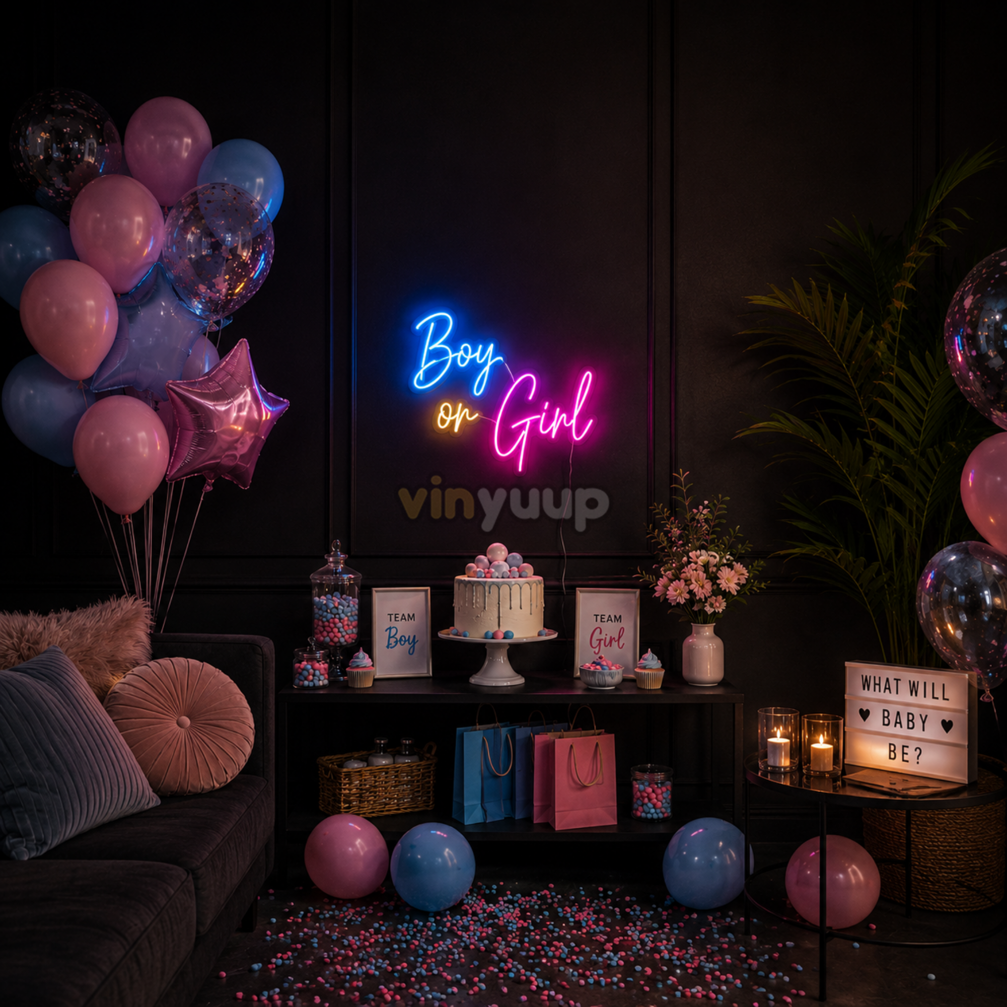 Vinyuup Boy Or Girl - Dekoratif Neon Led Yazı Tabela