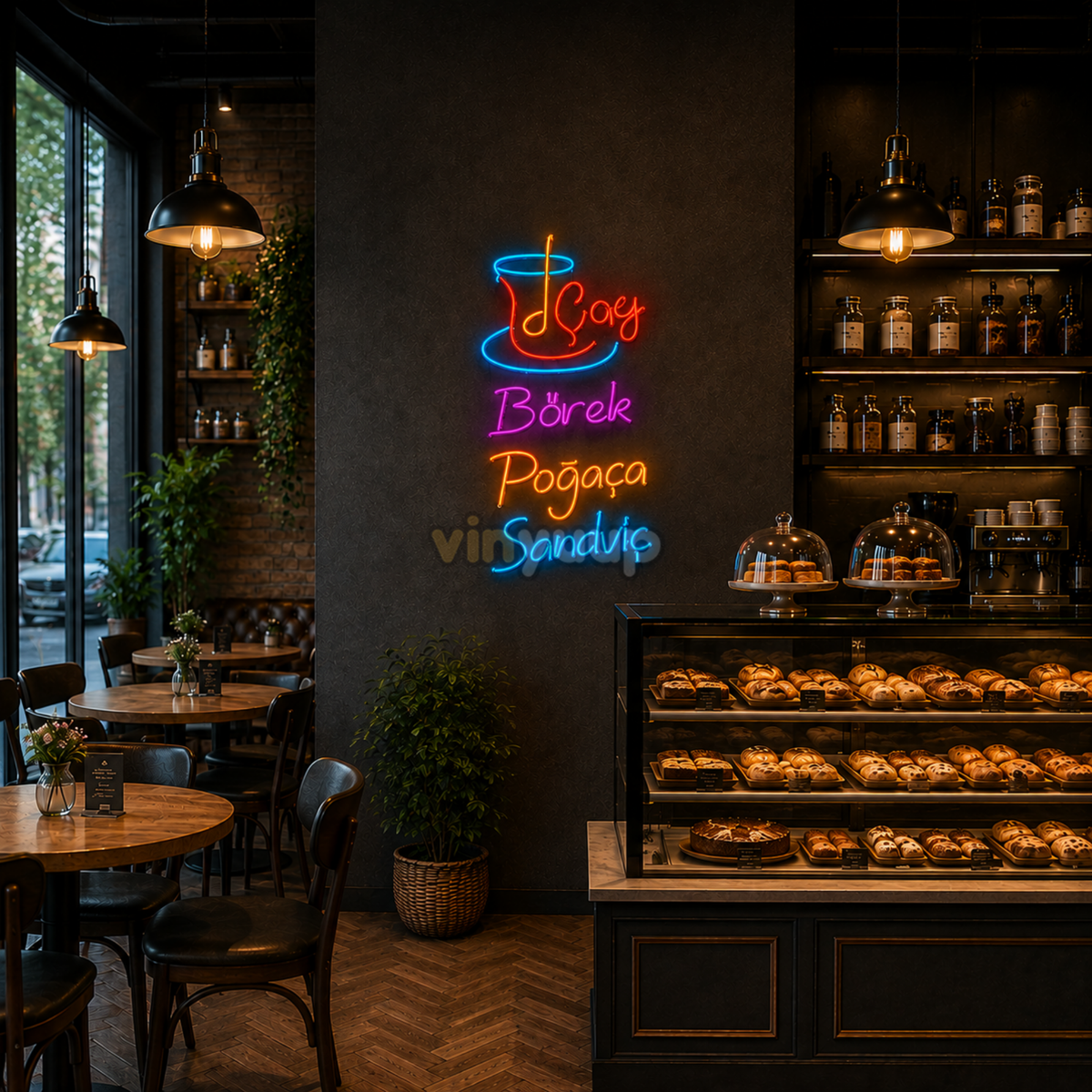 Vinyuup Çay Börek Poğaça Sandviç - Dekoratif Neon Led Yazı Tabela