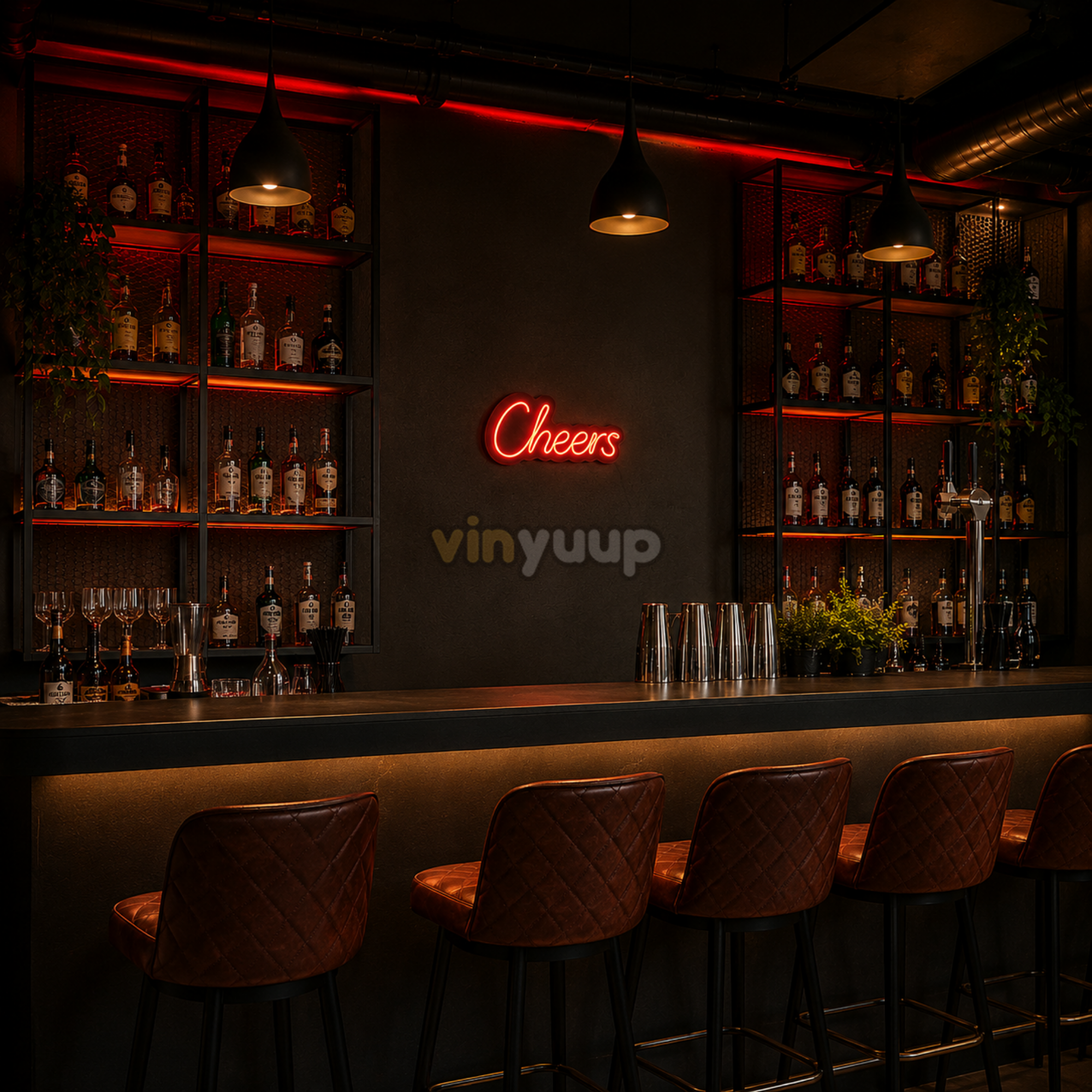Vinyuup Cheers - Dekoratif Neon Led Yazı Tabela