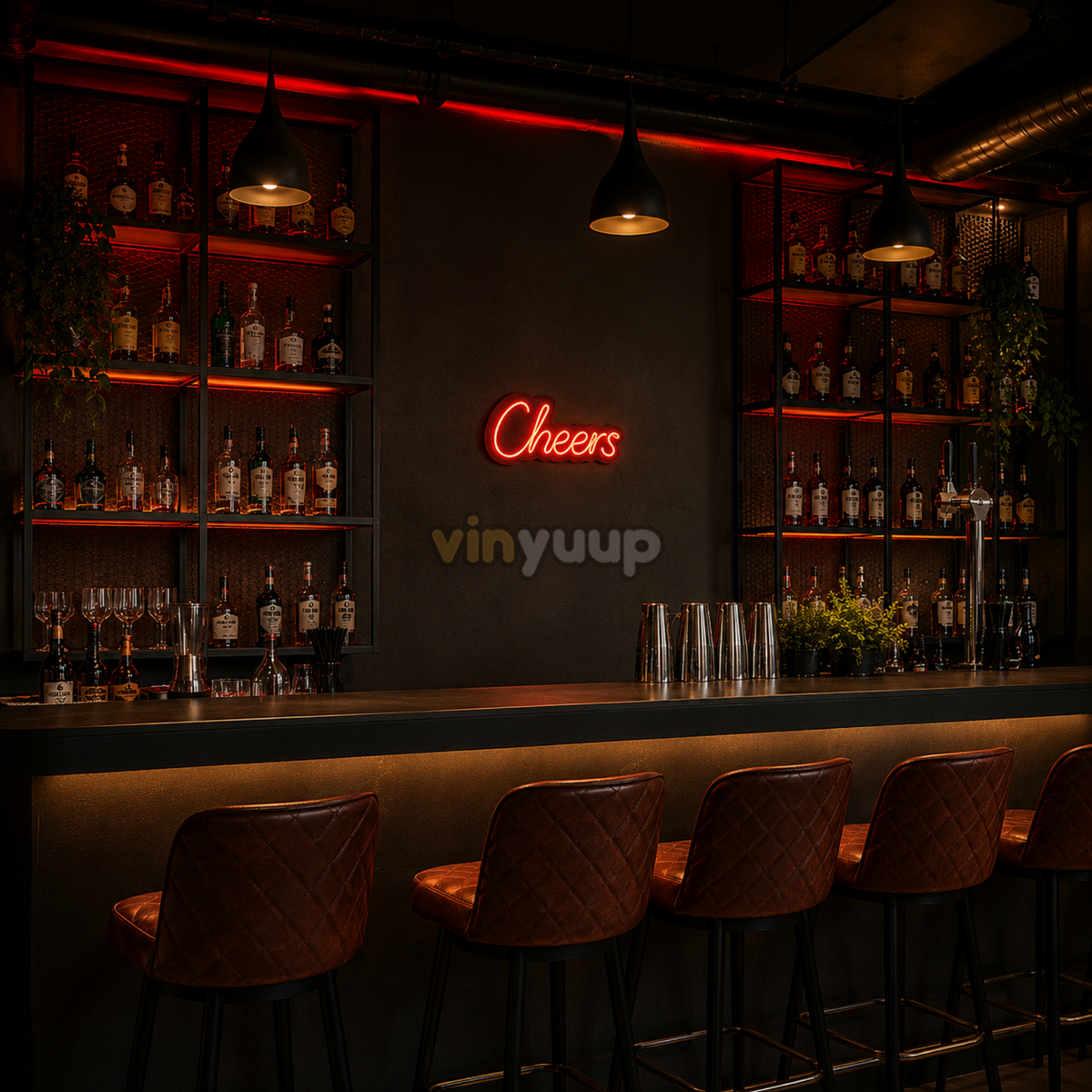 Vinyuup Cheers - Dekoratif Neon Led Yazı Tabela