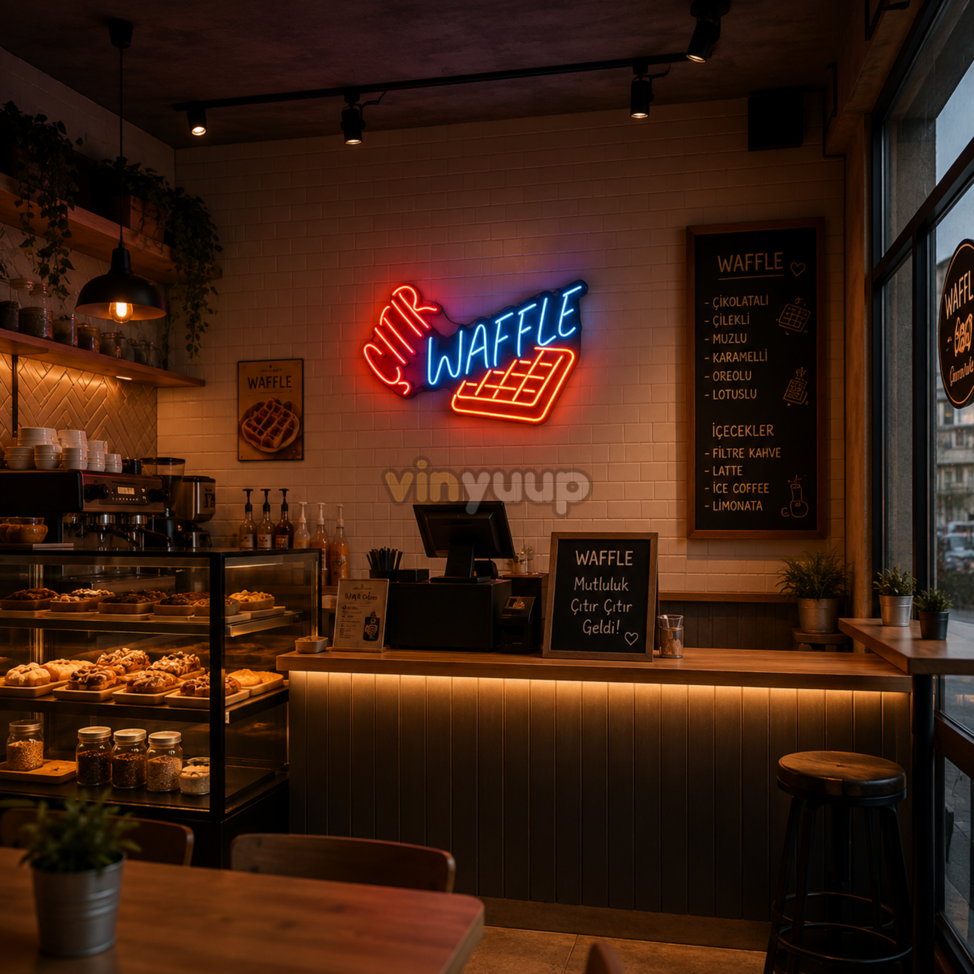 Vinyuup Çıtır Waffle - Dekoratif Neon Led Yazı Tabela