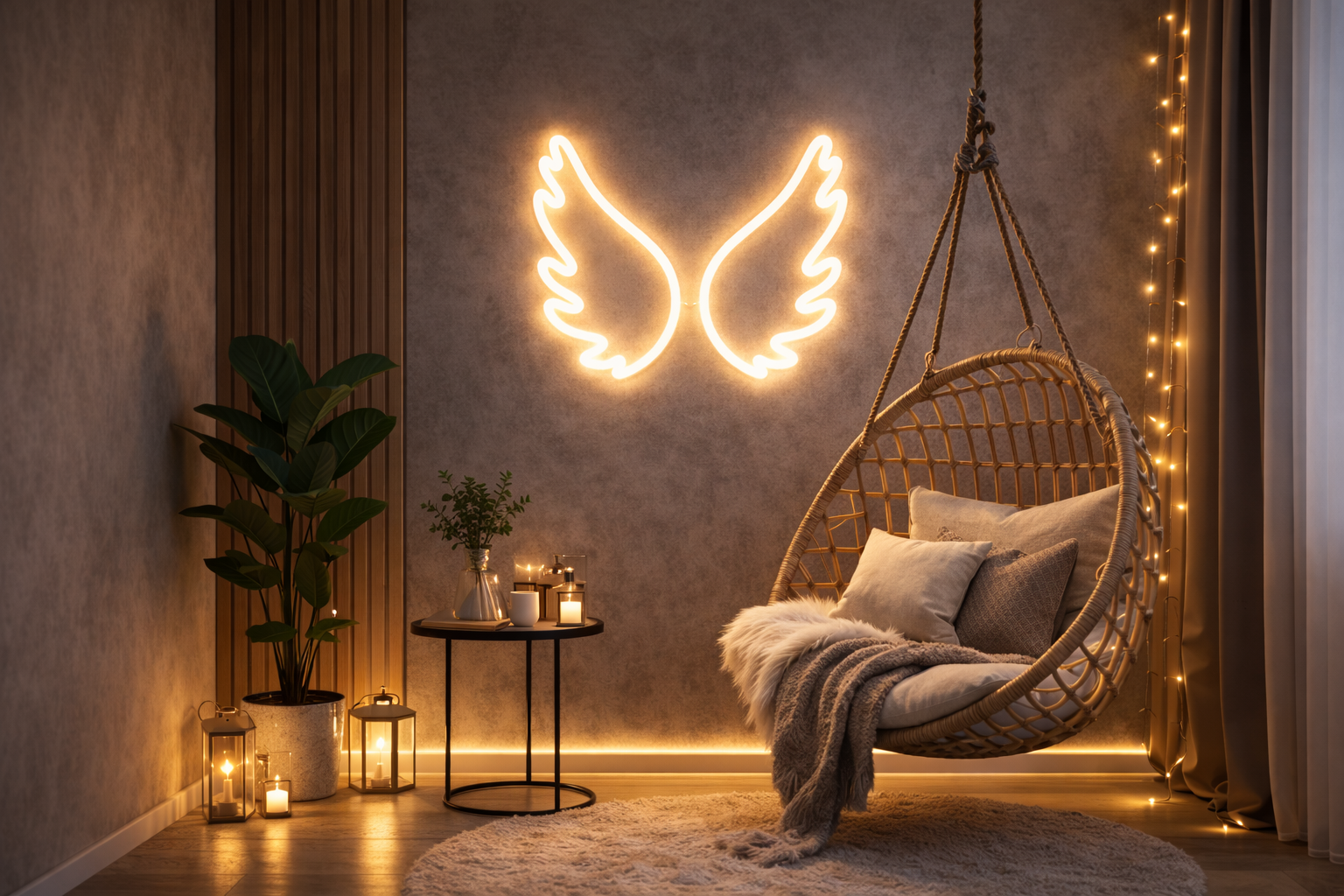 Vinyuup Melek Kanadı - Dekoratif Neon Led Yazı Tabela
