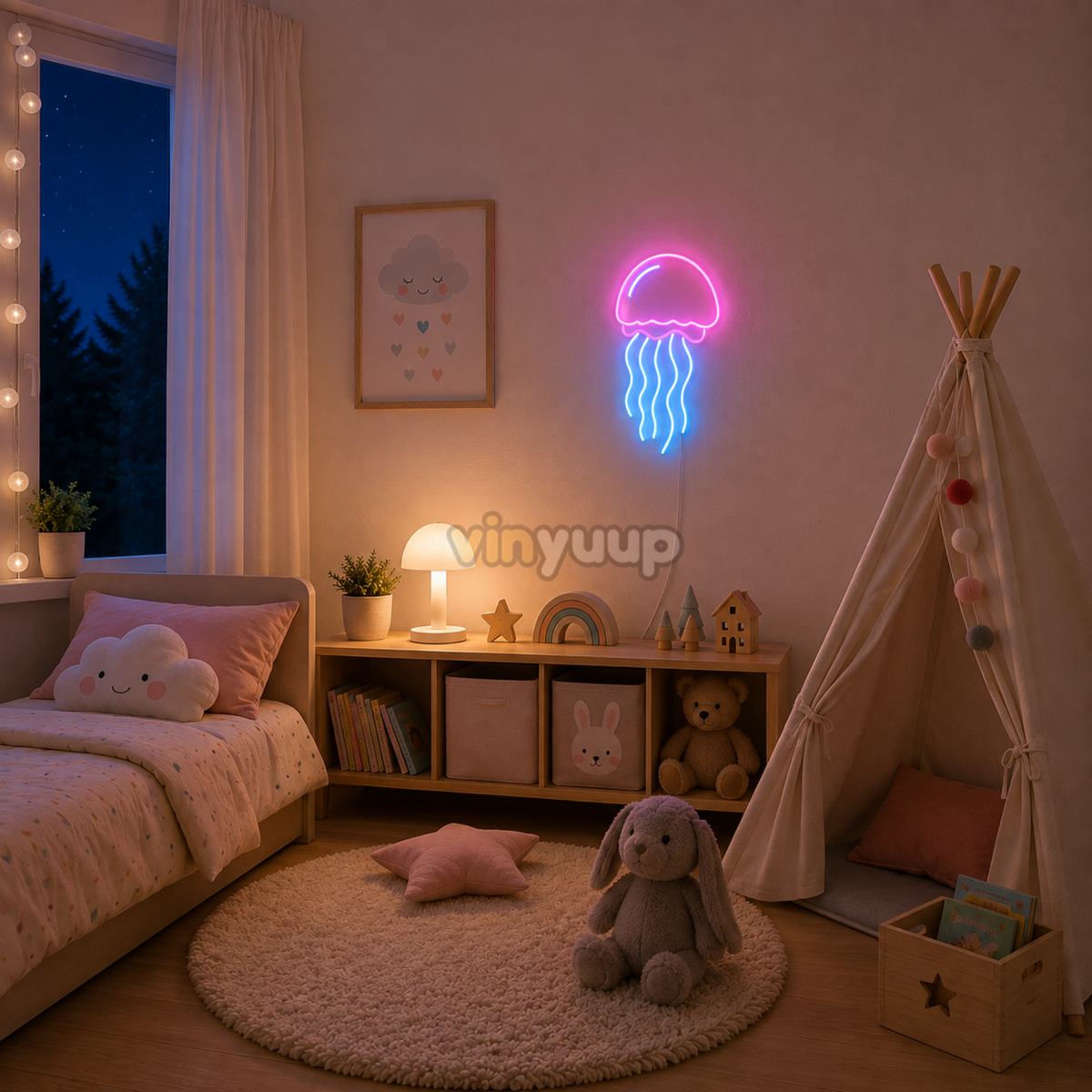Vinyuup Denizanası - Dekoratif Neon Led Yazı Tabela