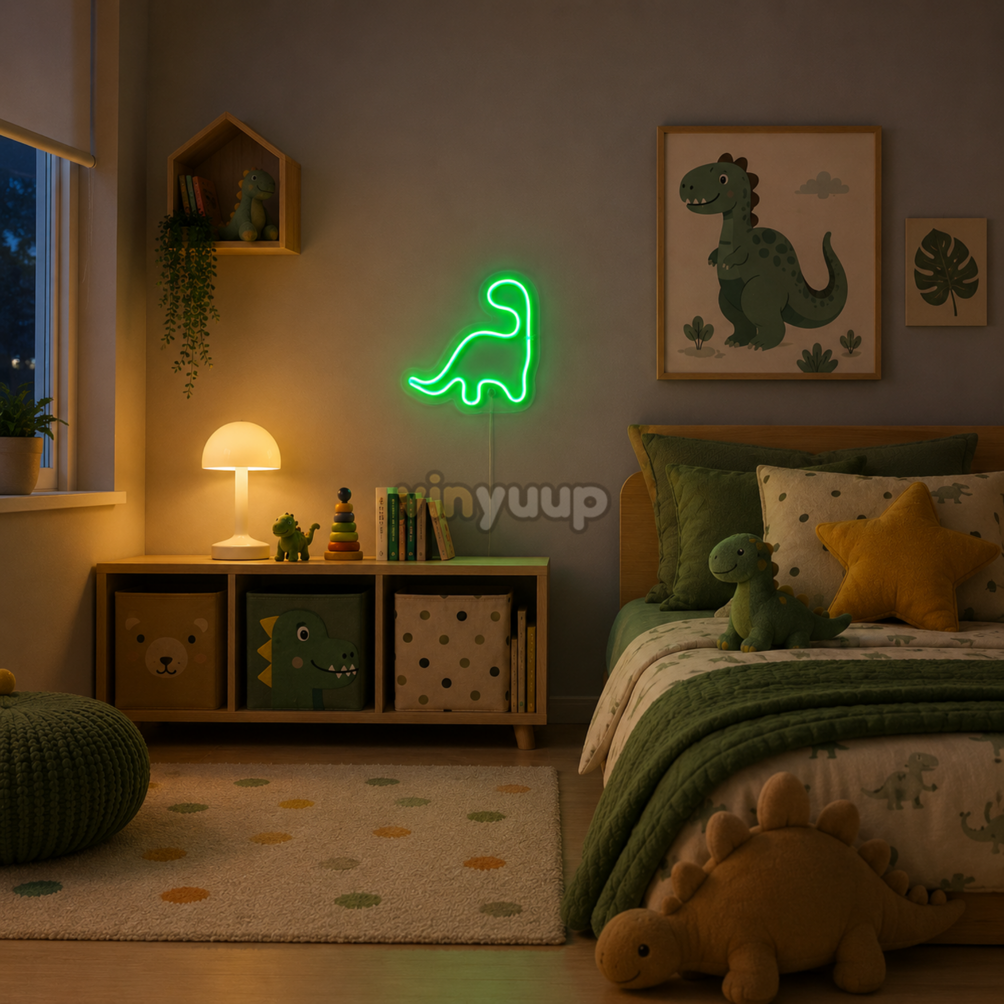 Vinyuup Dinazor - Dekoratif Neon Led Yazı Tabela