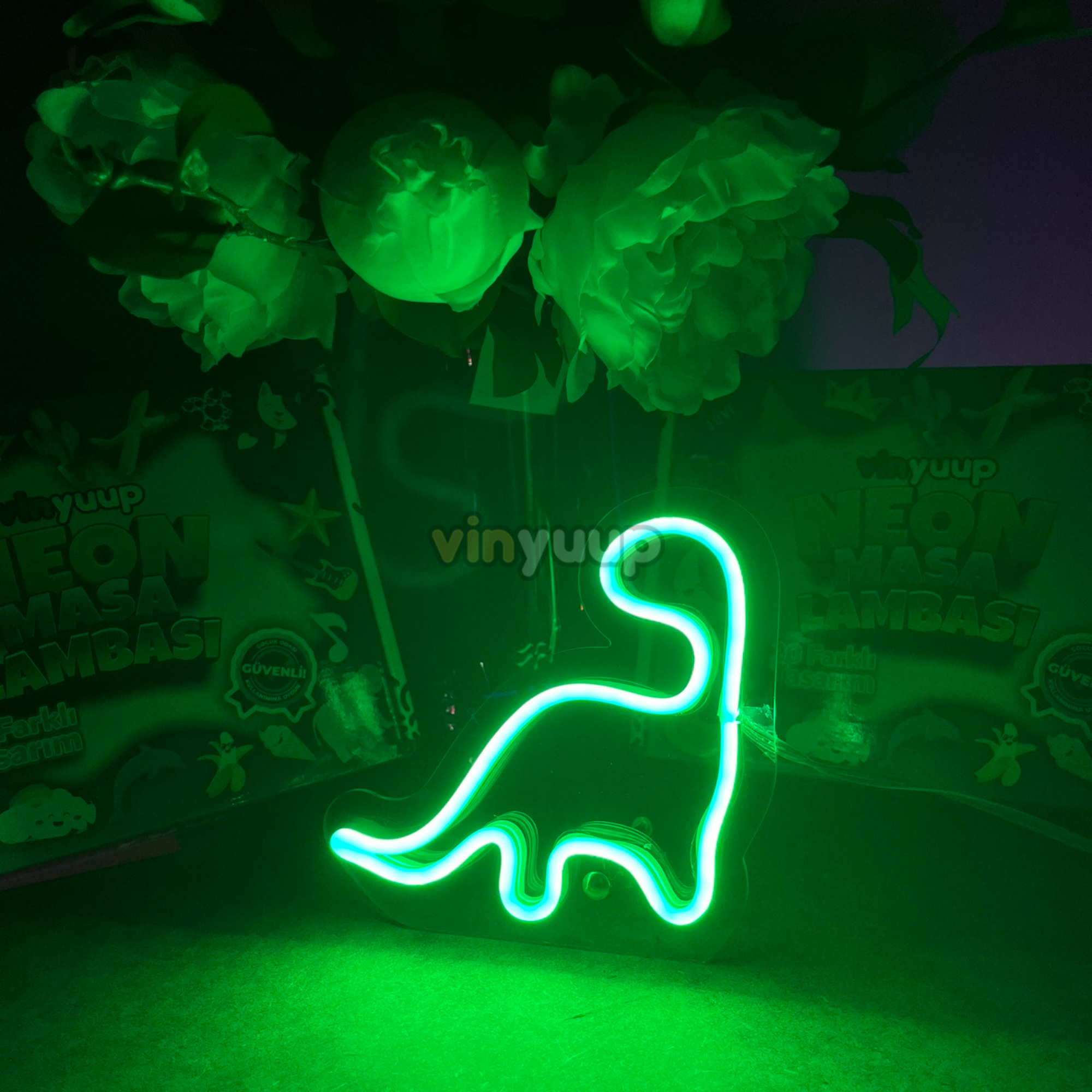 Vinyuup Dinazor - Dekoratif Neon Led Yazı Tabela
