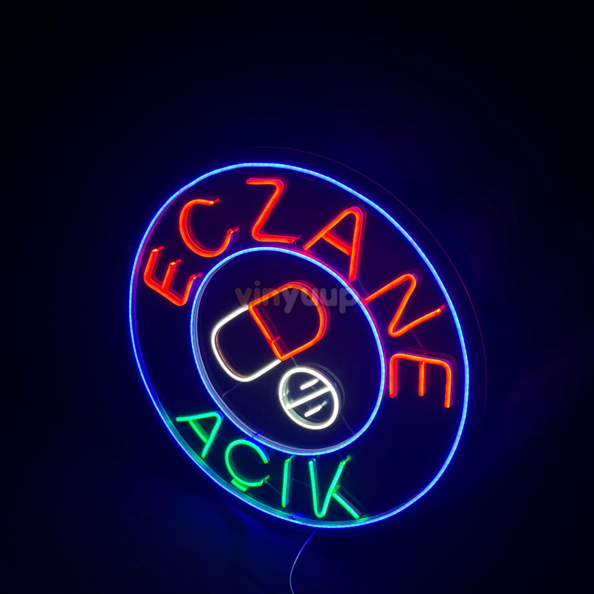 Vinyuup Eczane Açık Tabela - Dekoratif Neon Led Yazı Tabela