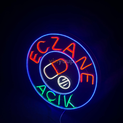 Vinyuup Eczane Açık Tabela - Dekoratif Neon Led Yazı Tabela