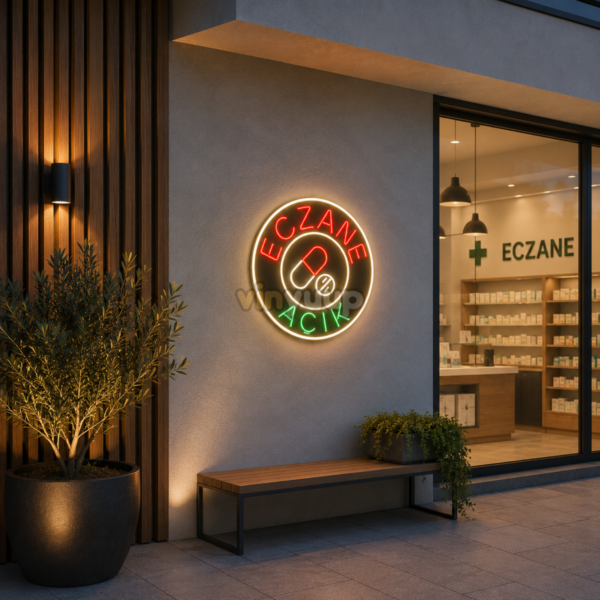 Vinyuup Eczane Açık Tabela - Dekoratif Neon Led Yazı Tabela