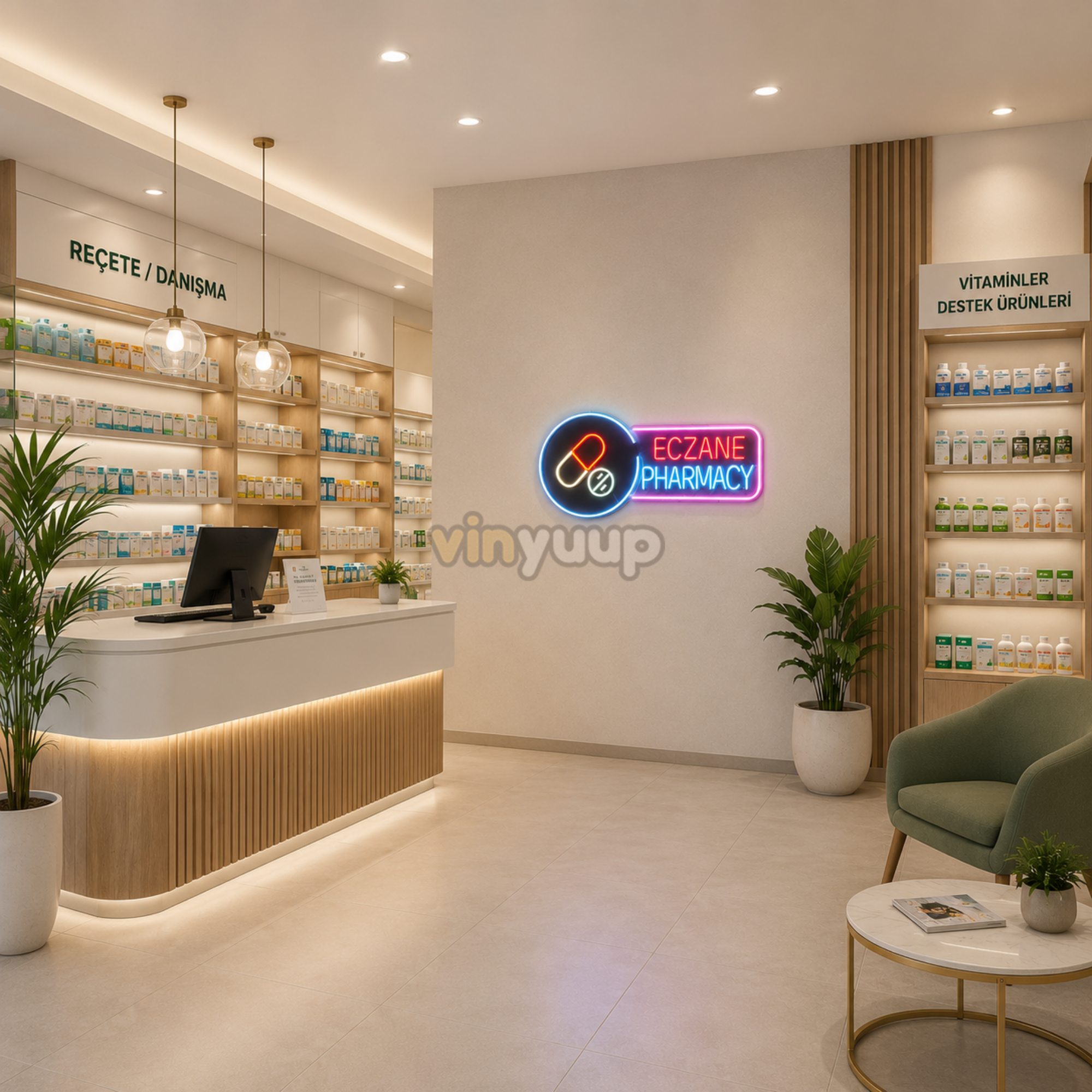 Vinyuup Eczane Pharmacy - Dekoratif Neon Led Yazı Tabela