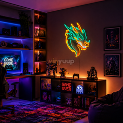 Vinyuup Baskılı Ejderha - Dekoratif Neon Led Yazı Tabela