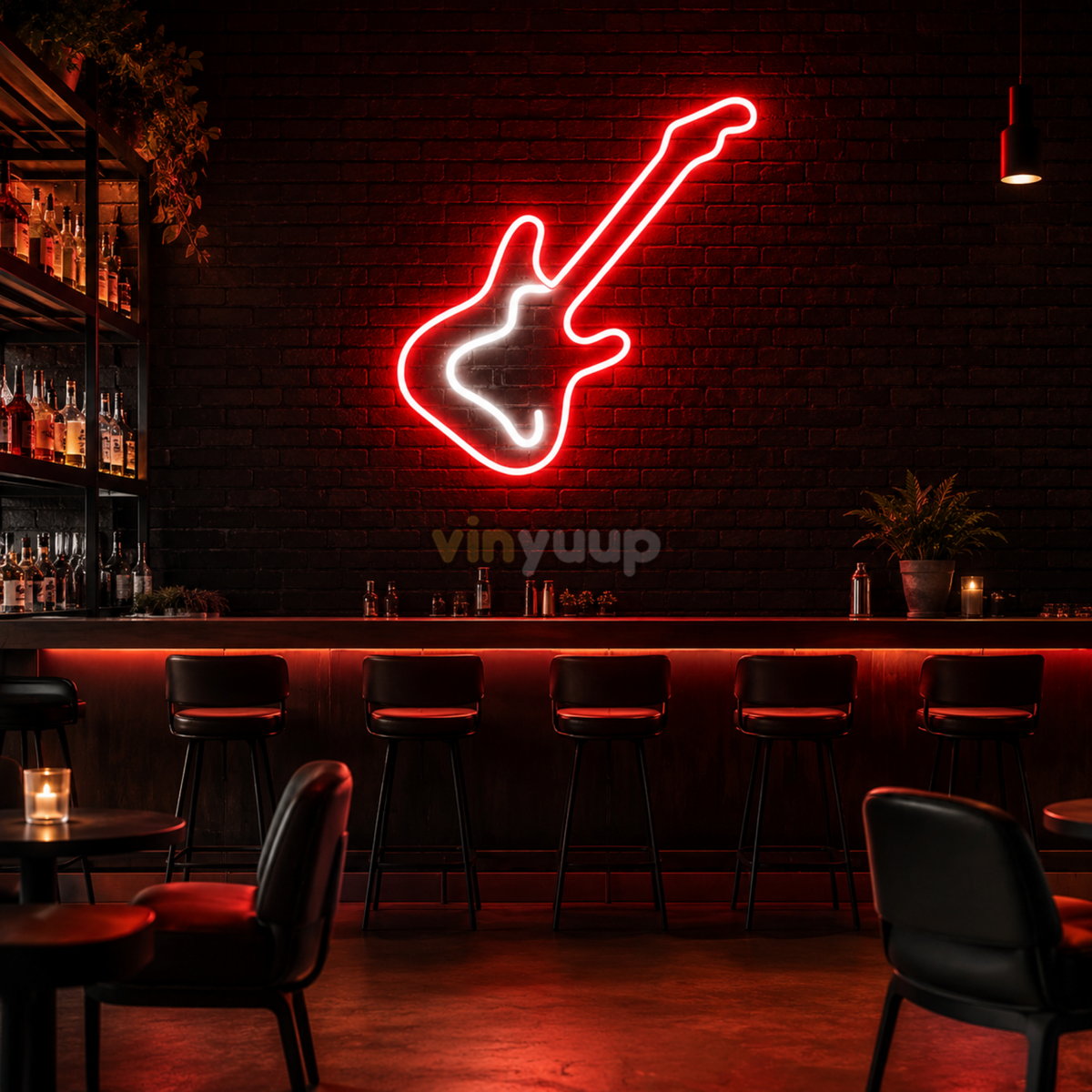 Vinyuup Elektro Gitar - Dekoratif Neon Led Yazı Tabela