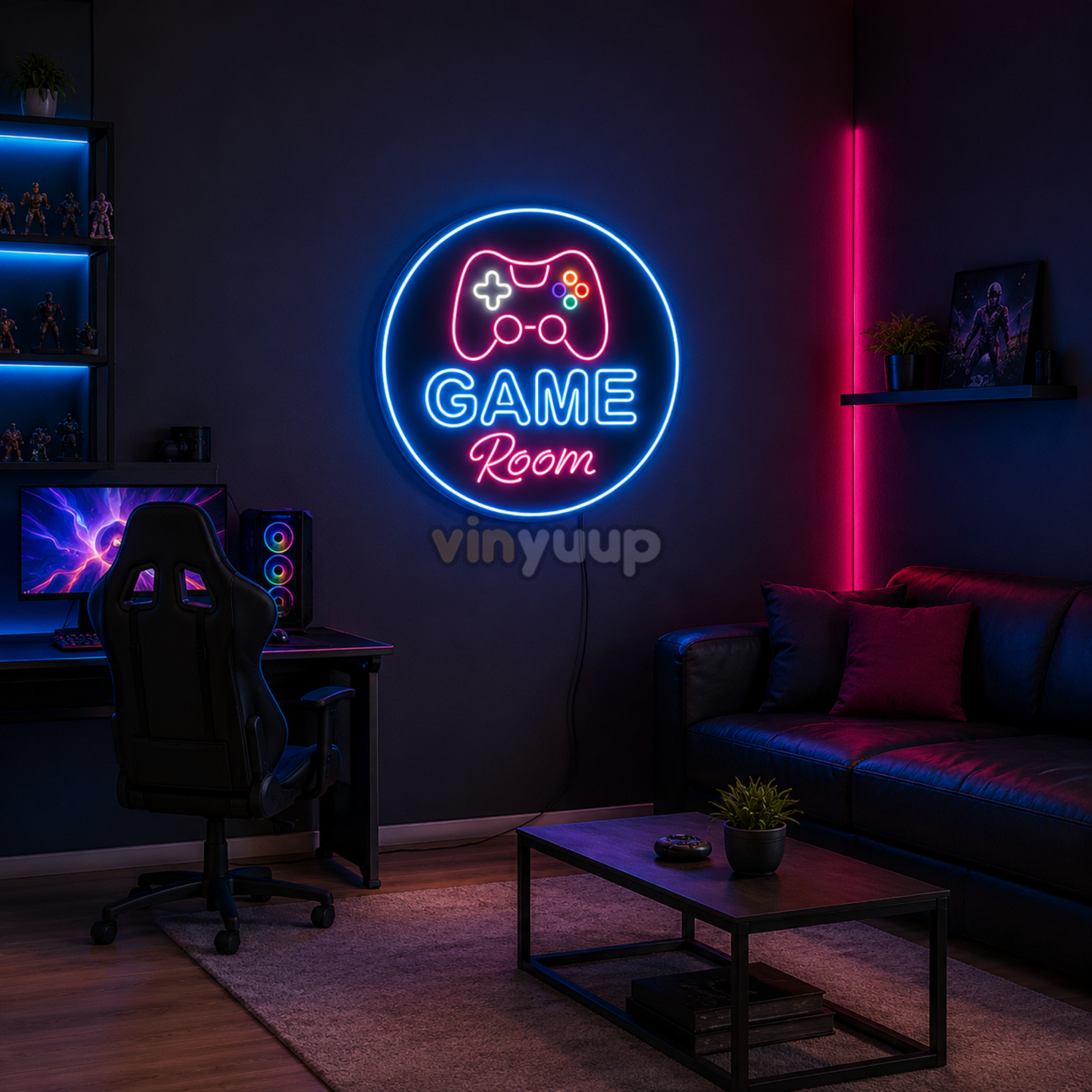 Vinyuup Game Room - Dekoratif Neon Led Yazı Tabela