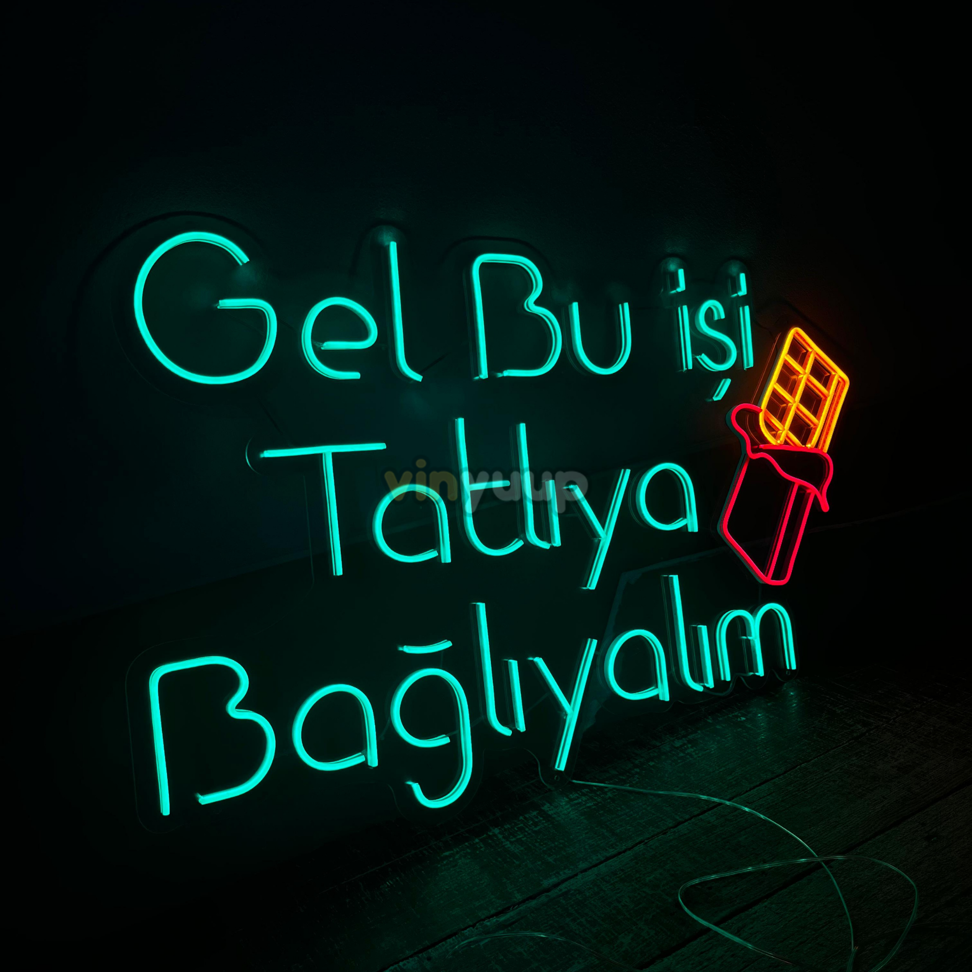 Vinyuup Gel Bu İşi Tatlıya Bağlıyalım - Dekoratif Neon Led Yazı Tabela
