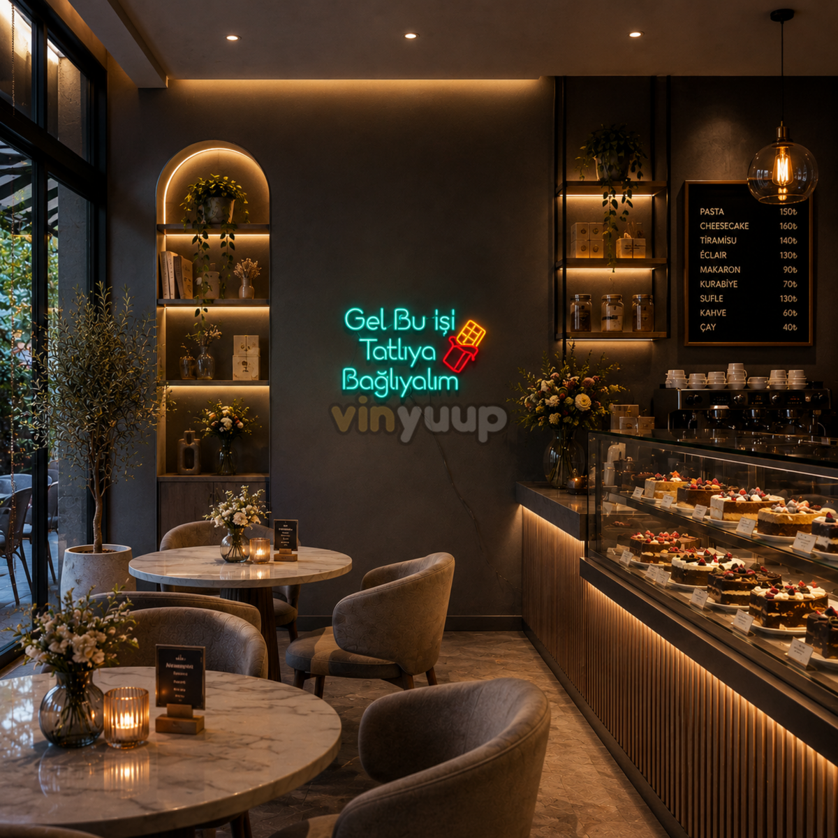 Vinyuup Gel Bu İşi Tatlıya Bağlıyalım - Dekoratif Neon Led Yazı Tabela
