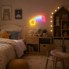 Vinyuup Yıldızlı Gökkuşağı - Dekoratif Neon Led Yazı Tabela
