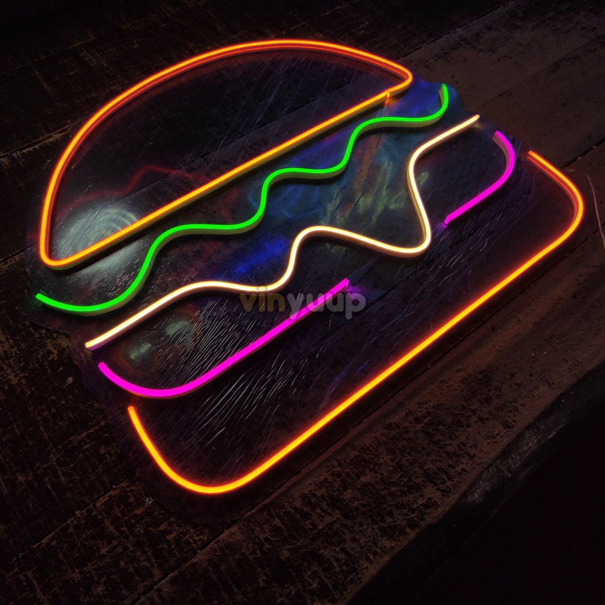 Vinyuup Hamburger - Dekoratif Neon Led Yazı Tabela