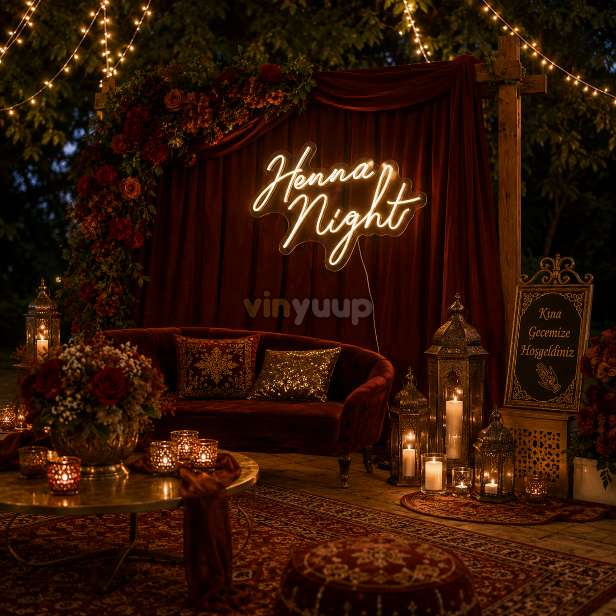 Vinyuup Henna Night - Dekoratif Neon Led Yazı Tabela