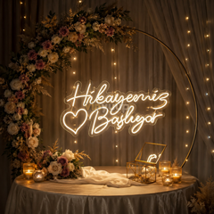 Vinyuup Hikayemiz Başlıyor - Dekoratif Neon Led Yazı Tabela