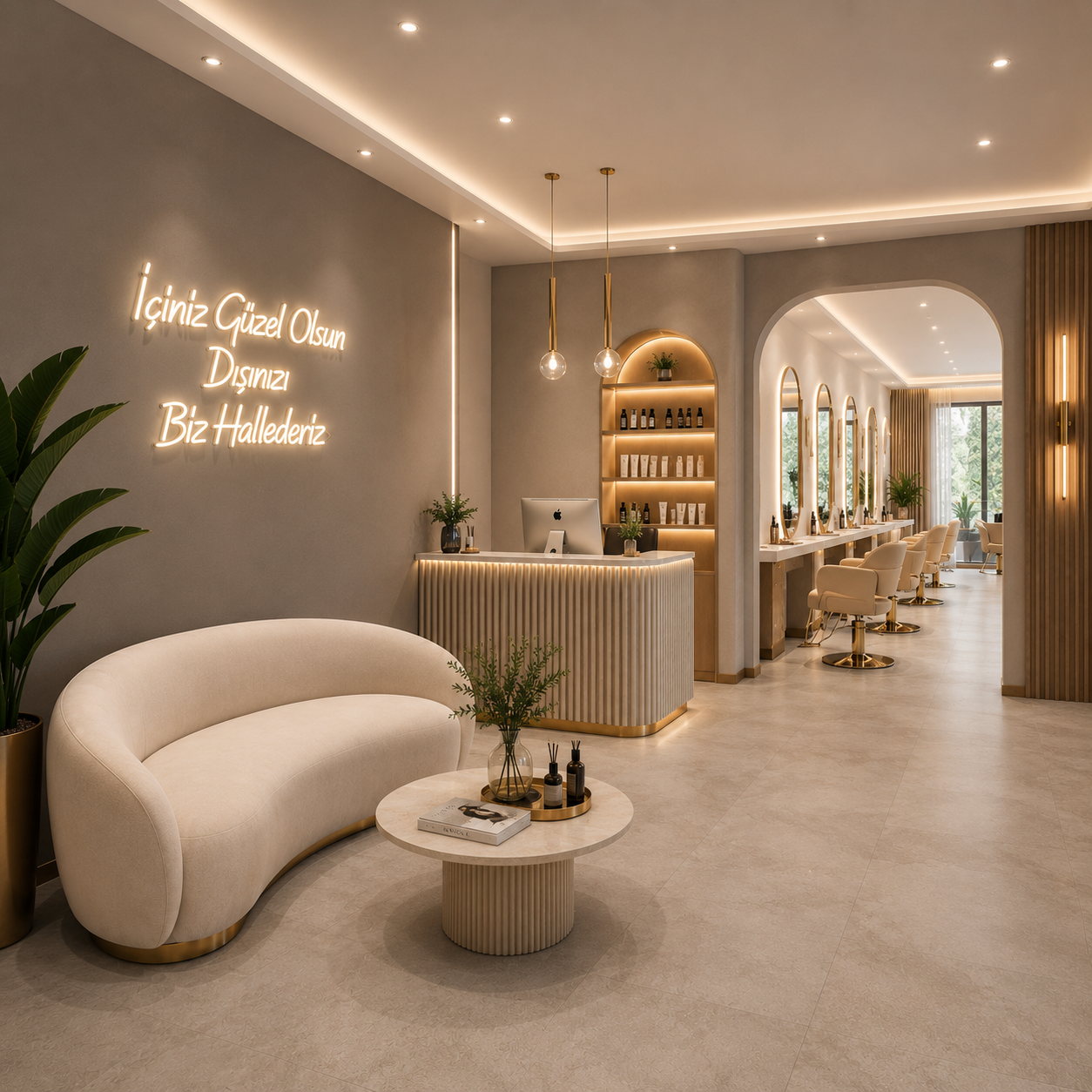Vinyuup İçiniz Güzel Olsun Dışınızı Biz Hallederiz - Dekoratif Neon Led Yazı Tabela