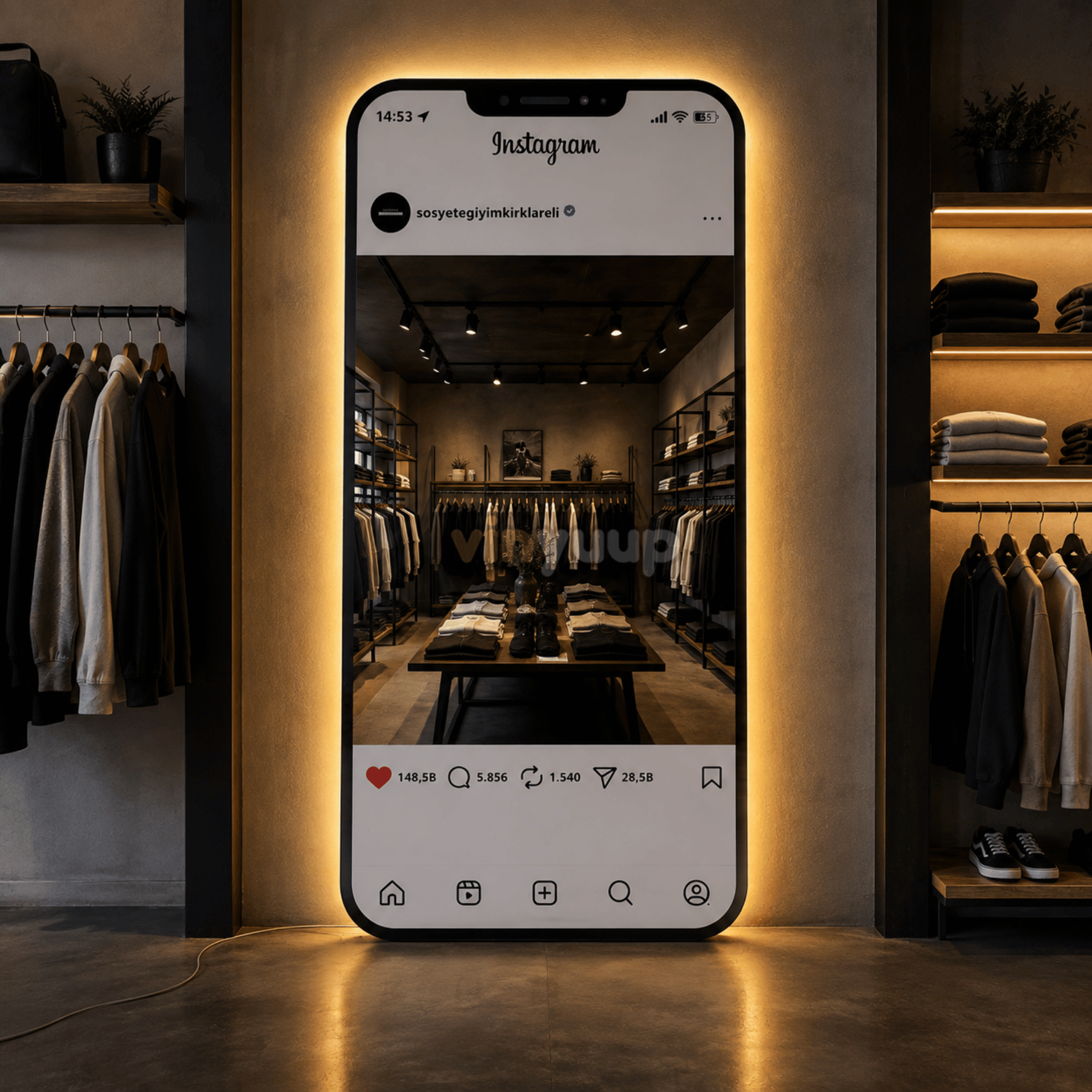 Instagram Telefon Ayna - Dekoratif Neon LED Ayna