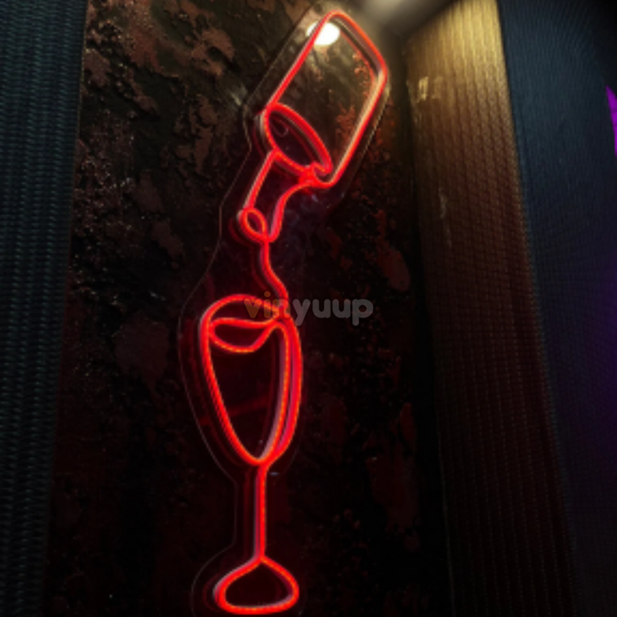 Vinyuup Weinglas füllende Silhouette – Dekorative Neon-LED-Leuchtreklame