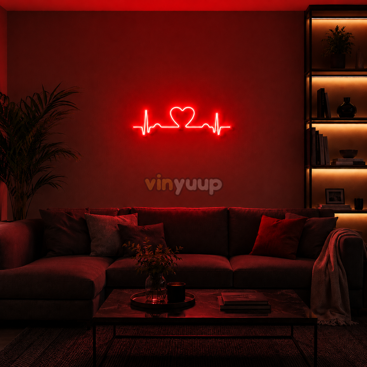 Kalp Ritmi - 55x10 cm Dekoratif Neon LED Tabela